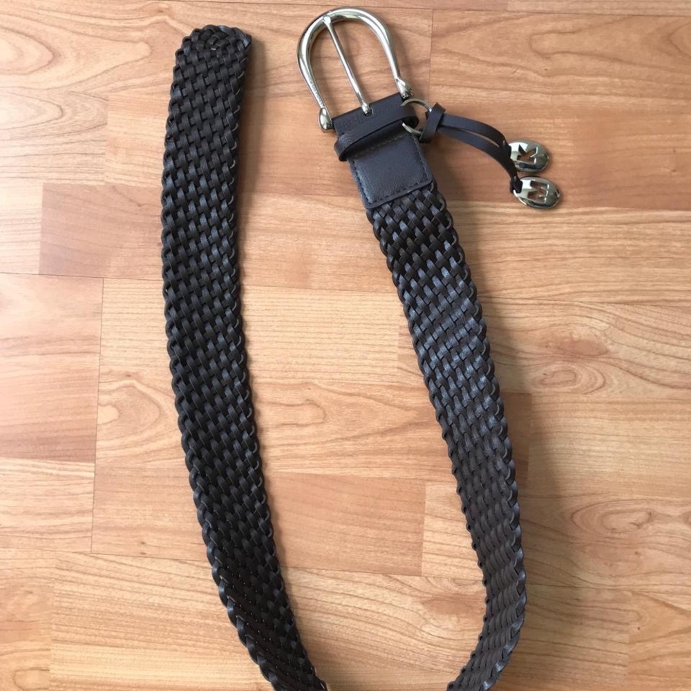 Michael Kors Brown Braided Leather Belt